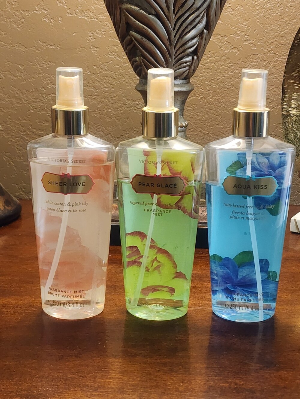 Victoria's Secret Sheer Love Fragrance Mist - Aqua Blue- Pear Glace. All Three